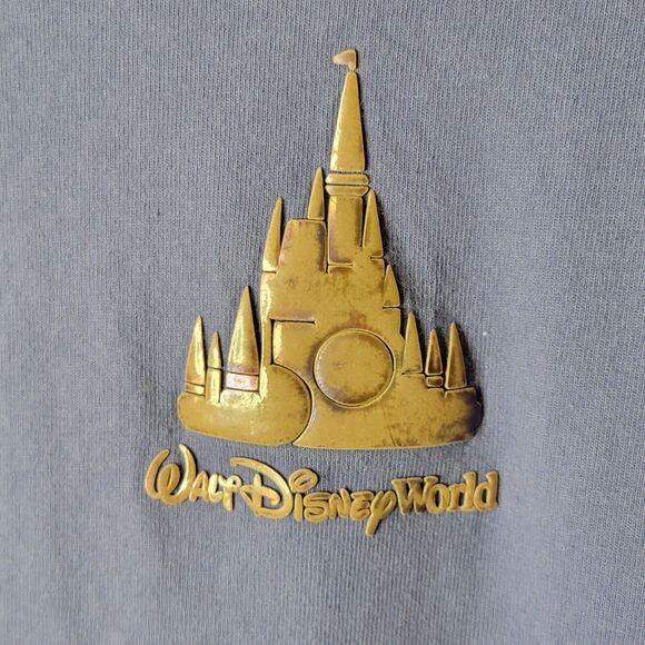 Disney World 50th Anniversary Sz Md Spirit Jersey Sweatshirt Purple Puff Print - Picture 2 of 10